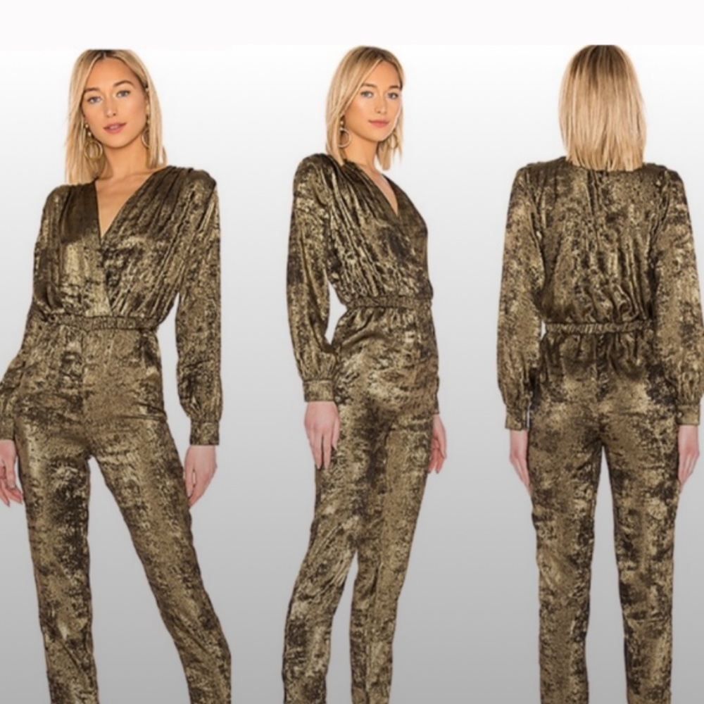 REVOLVE L’Academie Sheila Jumpsuit in Black & Gold